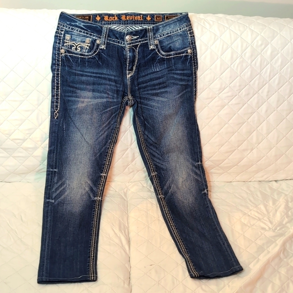 Rock Revival Woman's Low Rise Allegra Ankle Skinny Jeans Size 30.